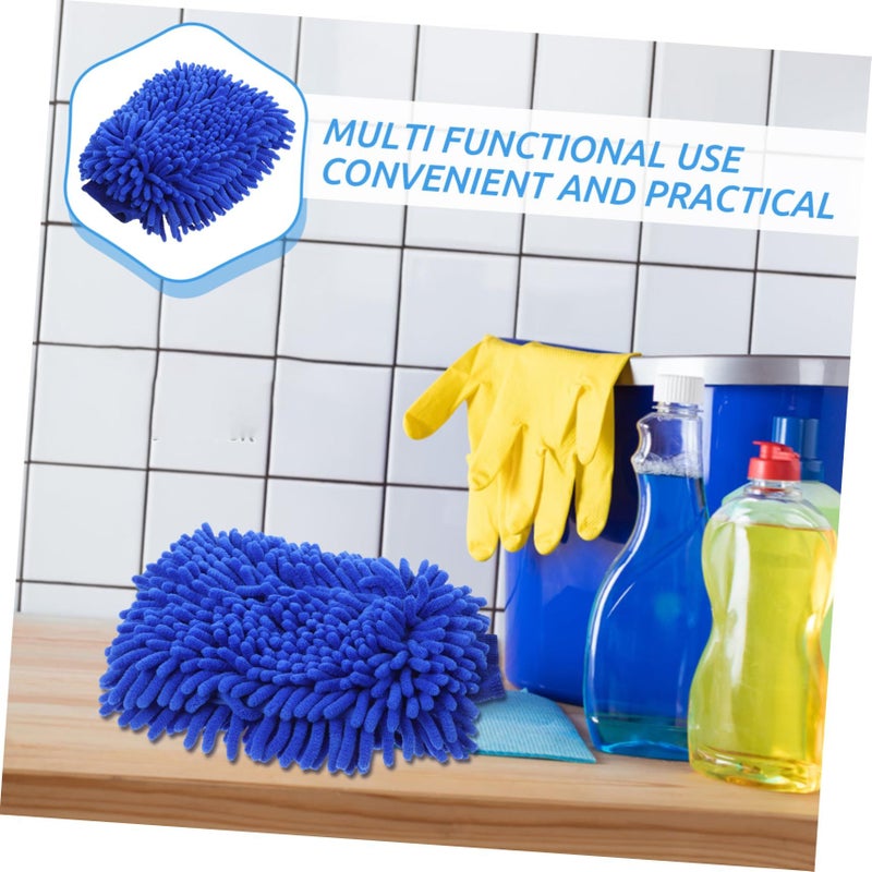Abofaan Sky Blue Chenille Car Cleaning Mitt for Auto Detailing Washing and Dusting - Image 4