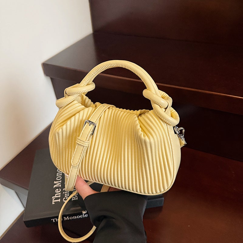 Unique Personality Pleated Striped Handbag For Women Fashion Versatile Small Square Bag Simple Shoulder Bag - Image 2