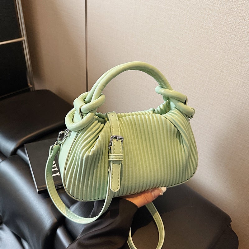 Unique Personality Pleated Striped Handbag For Women Fashion Versatile Small Square Bag Simple Shoulder Bag - Image 5