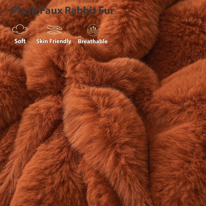LIFEREVO Fluffy Faux Rabbit Fur Body Pillow Cover, Cozy Bubble Shaggy Plush Bed Body Pillowcase with Zipper Closure, Long 20"x54" Fuzzy Furry Pillow Case for Bedroom Home Decoration, Burnt Orange - Image 4