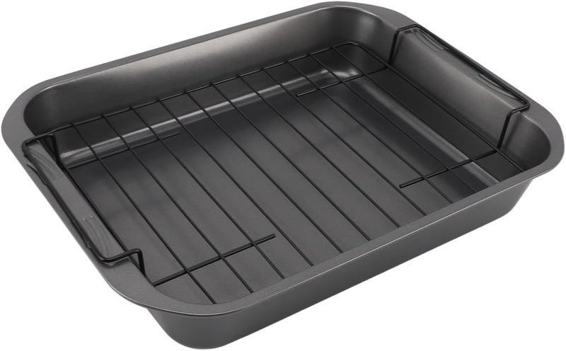 Roast Pan with Rack, Broiling Pan with Rack, Non Stick Carbon Steel Roasting Pan for Turkeys, Oven Safe Baking Pan with Iron Handles, Dishwasher Safe Roaster Pan for - Image 3