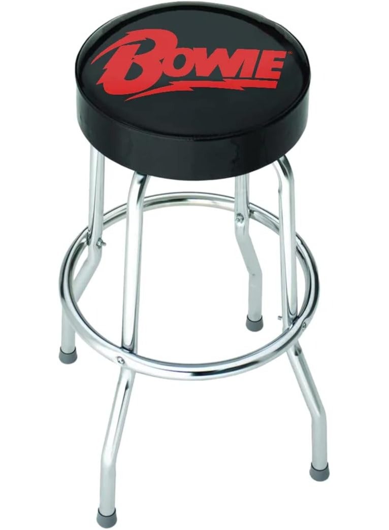 ROCKSAX David Bowie Bar Stool Logo Design with Padded Swivel Seat Chrome Legs and Footrest 76cm High x 52cm Diameter Officially Licensed Merchandise  - Image 1
