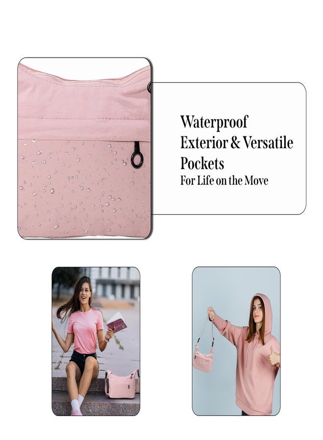 RarePicks Crossbody Sling Bags for Women | Adjustable Strap Half Moon Sling Bag, Water Resistant Crescent Crossbody Travel Purse, Stylish Fanny & Waist Handbag (Pink) - Image 5
