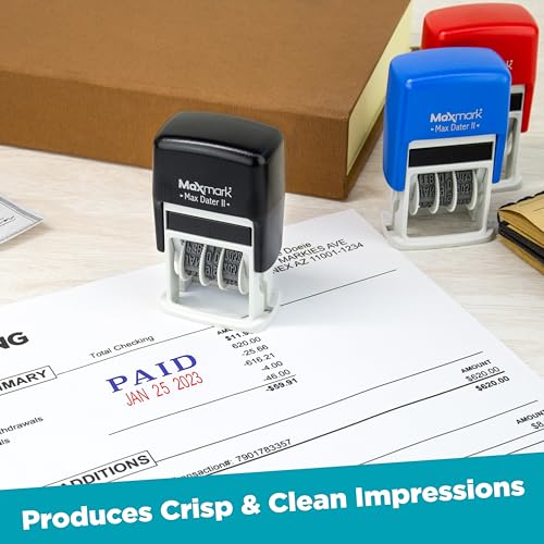 MaxMark Self-Inking Rubber Date Office Stamp with Posted Phrase & Date - Black Ink (Max Dater II), 12-Year Band - Image 4