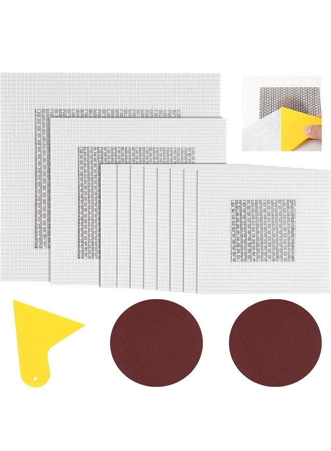 Drywall Repair Kit 13 PCS, 2/4/6 Inch Self-Adhesive Drywall Patch with Scraper and Sandpapers, High Strength Aluminum Wall Patch Repair Kit, Plasterboard Hole Repair Kit for Fixing Dry Wall Holes  - Image 1