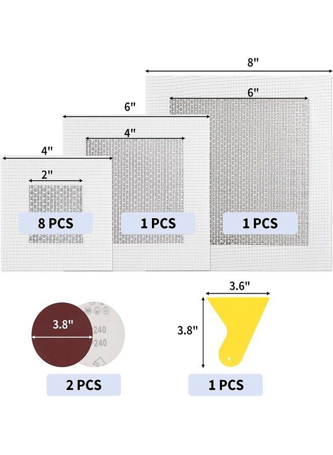 Drywall Repair Kit 13 PCS, 2/4/6 Inch Self-Adhesive Drywall Patch with Scraper and Sandpapers, High Strength Aluminum Wall Patch Repair Kit, Plasterboard Hole Repair Kit for Fixing Dry Wall Holes  - Image 2