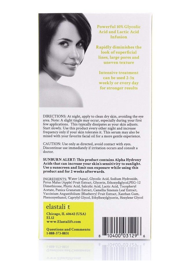 elastalift - Resurfacing Glycolic Acid Facial Peel Serum Antiaging Dark Spot Corrector Facial Peel Reduces Enlarged Pores Minimizes Fine Lines Evens Skin Tone Exfoliating Chemical Peel 1.75 Fl Oz - Image 1