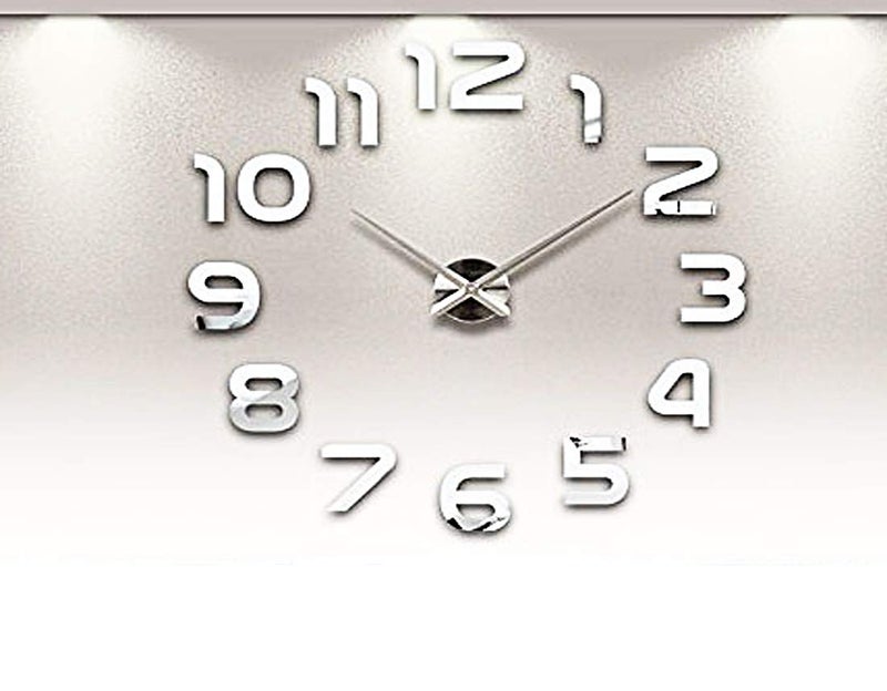 Shopper52 shopper 52.com Abstract Acrylic Wall Clock Sticker (30 x30 cm, Silver) - Image 1