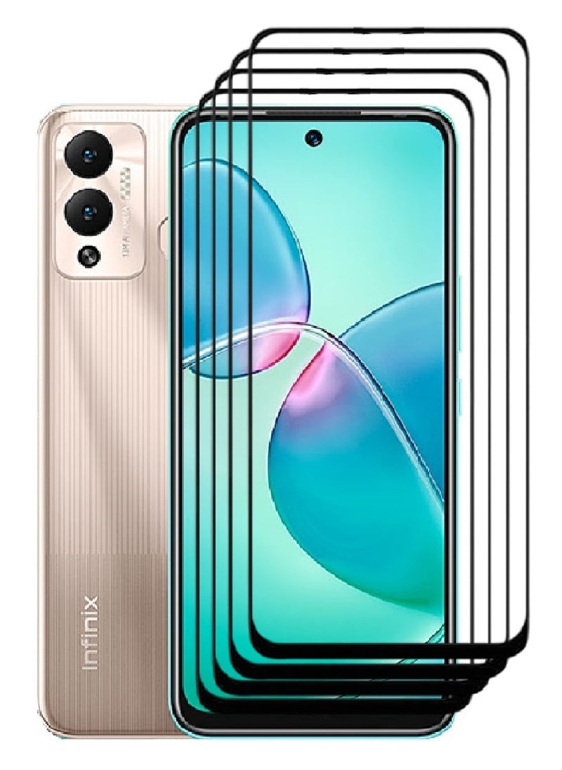 AINA 4 Pieces Tempered Glass Screen Protector 5D Designed For Infinix Hot 12 Play Full Glue Edge to Edge Full Screen Coverage And Bubble Free - Image 1
