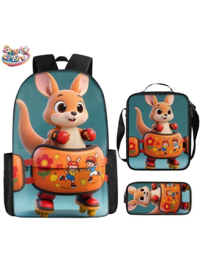 Bright Li Fire Unlock the new fashion of childish fun! Three-piece set of bags, cartoon elements for children and teenagers (students, children, friends' outings, mountain climbing, schooling, etc. can be used) - 98 - Image 1