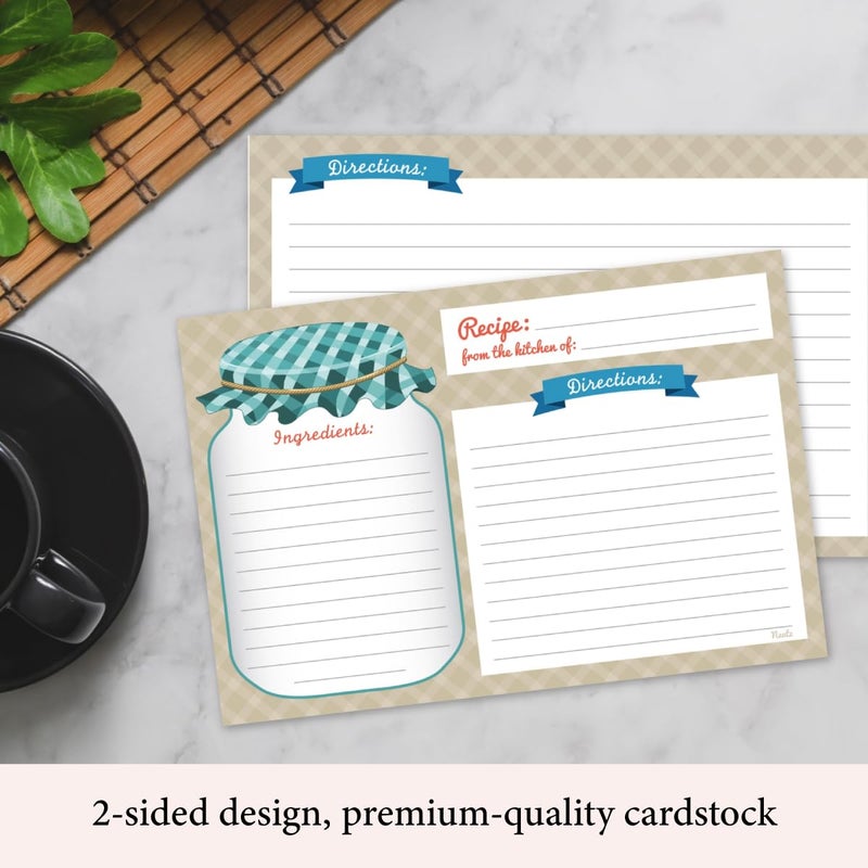 Neatz Mason Jar Recipe Cards - 50 Double Sided Cards  4X6 Inches. Thick Card Stock - Image 5