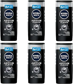 Nivea 6 x Nivea Men Active Clean Shampoo Gel for Men - Image 1