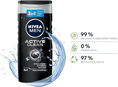 Nivea 6 x Nivea Men Active Clean Shampoo Gel for Men - Image 4