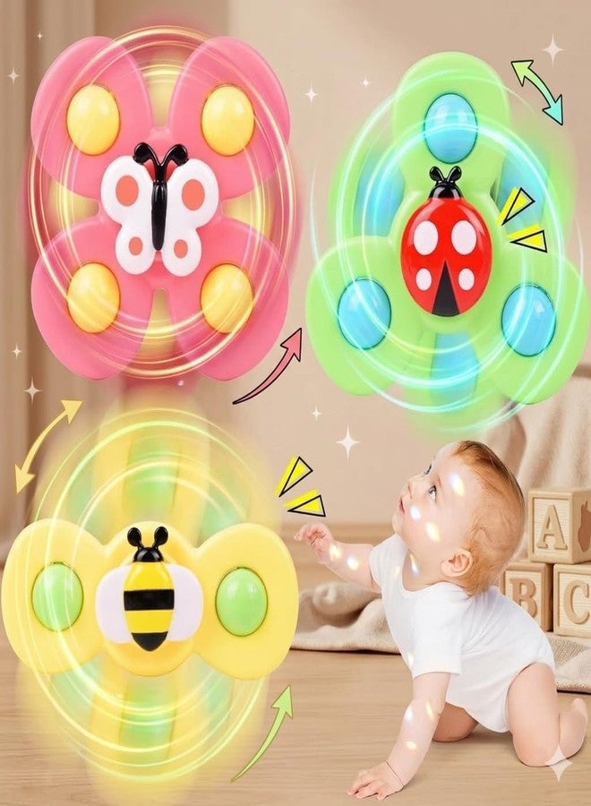 Sky Tech® Bath Toy 3Pcs Silicone Suction Cup Base Sensory Waterproof Bath Spinner Bath Sticks to Rotating Learning Baby Smooth Surface Chair Tray for Kids (3Pcs Silicone Suction Cup) - Image 2