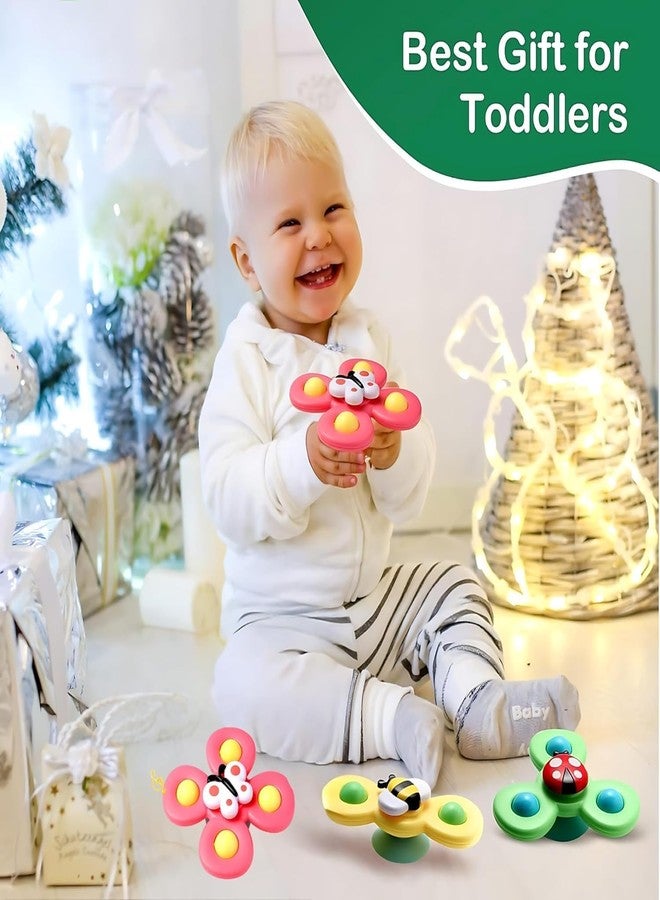 Sky Tech® Bath Toy 3Pcs Silicone Suction Cup Base Sensory Waterproof Bath Spinner Bath Sticks to Rotating Learning Baby Smooth Surface Chair Tray for Kids (3Pcs Silicone Suction Cup) - Image 3