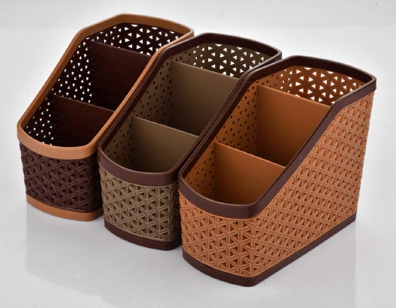 Kuber Industries Heart Home 4 Pieces Plastic Multipurpose Storage Basket for Bathroom, Kitchen, Office (Brown & Light Brown) - CTHH10678 - Image 5