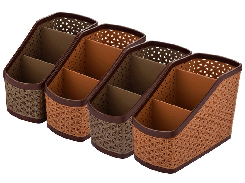 Kuber Industries Heart Home 4 Pieces Plastic Multipurpose Storage Basket for Bathroom, Kitchen, Office (Brown & Light Brown) - CTHH10678 - Image 1