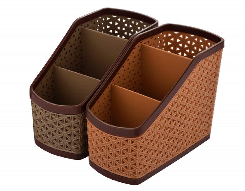 Kuber Industries Heart Home 4 Pieces Plastic Multipurpose Storage Basket for Bathroom, Kitchen, Office (Brown & Light Brown) - CTHH10678 - Image 4