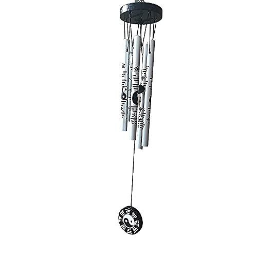 Ripe India® Feng Shui Yin Yang Vastu Five Pipe Wind Chime for Balcony Window and Yin Yang Wind Chime 5 Pipe Silver Color ( Positive) Energy 45 Cm - Image 2