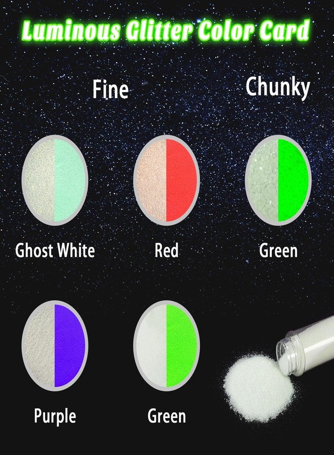 Renfio Glow in The Dark Glitter, 1.94oz 55g Luminous Ultra Fine Glitters Powder Glowing Glitter Epoxy Resin PET Flake 1/128" 0.008" 0.2mm Sequins for Craft Supplies Tumbler Slime Hair - White to Green - Image 4