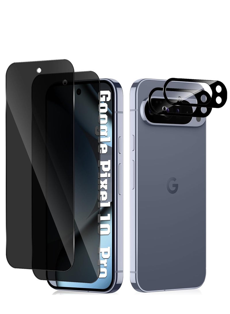 2 قطع من زجاج حماية الخصوصية المقسى لجهاز جوجل بكسل 10 برو و 2 قطعة من واقي عدسة الكاميرا - Image 1