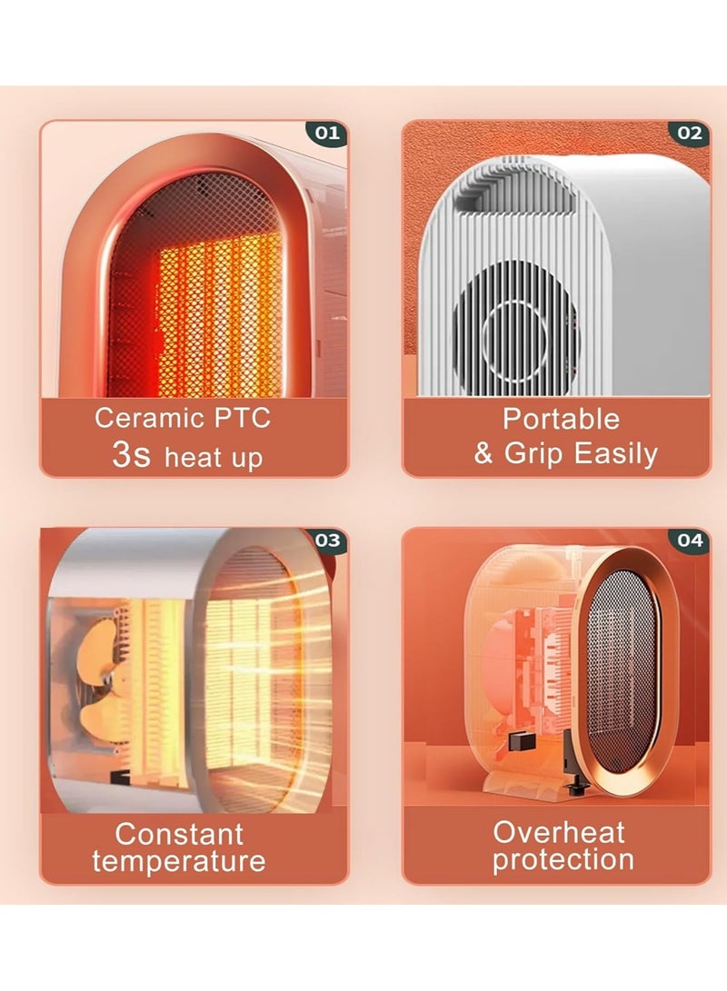 عام سخّانات مساحة داخلية، سخانات شخصية محمولة قابلة للتوصيل لغرف صغيرة، سخانات مصغرة 1000 واط لترقية مكتب أو منزل - Image 4