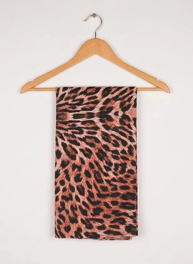 lamha abaya Classic Leopard Scarf – Chiffon with a luxurious brown-toned print