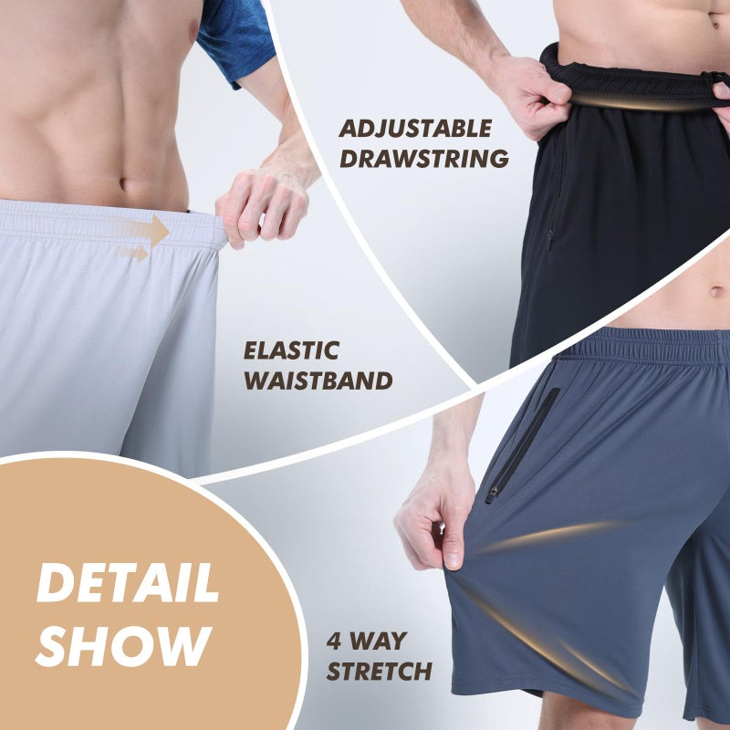 BOOJO 5 Pack Athletic Basketball Mens Shorts with Zipper Pockets - Lightweight Quick Dry Gym Workout Running Shorts for Men - Image 3