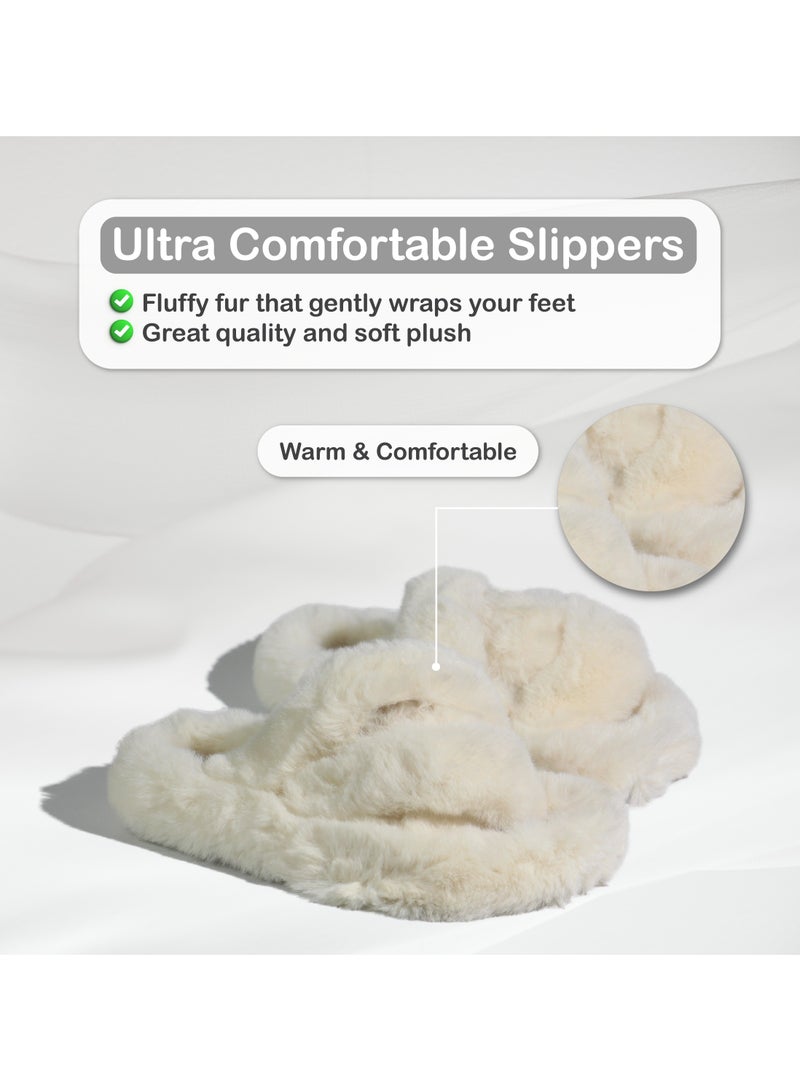 Monami Women's Home Slippers | Memory Foam, Fuzzy, Soft and Warm Cozy Open Toe Fluffy Home Shoes | Non Slip Slippers for Women and Girls  - Image 3