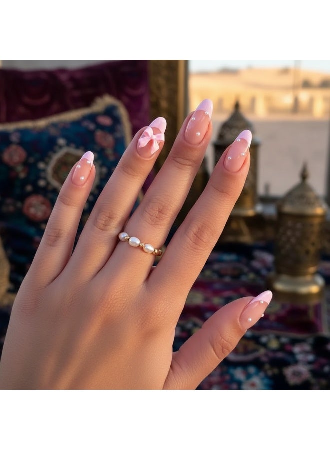 SYNSYB French Tip Press On Nails - Package Soft Gel French false Nails Short, Salon-quality Press On Nails, Seamless Glue-on Nails for Woman Nail Art Manicure - Image 1