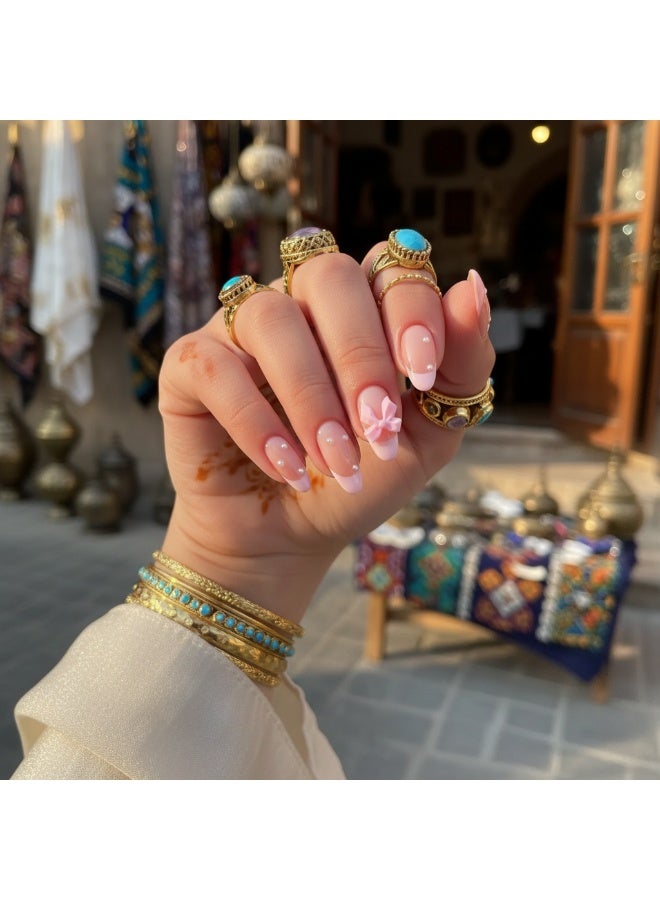 SYNSYB French Tip Press On Nails - Package Soft Gel French false Nails Short, Salon-quality Press On Nails, Seamless Glue-on Nails for Woman Nail Art Manicure - Image 3