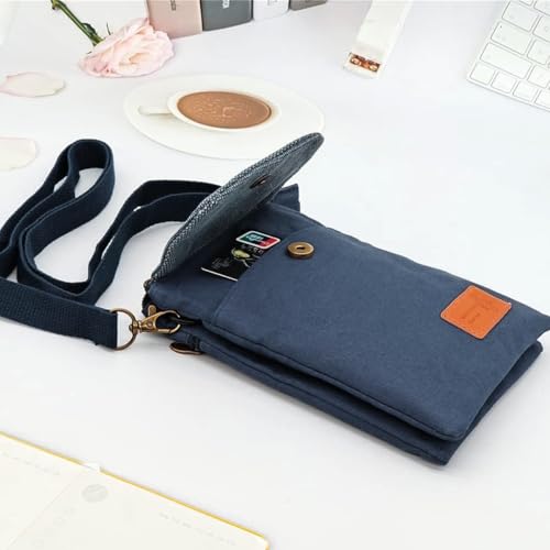 PALAY® Phone Sling Bag Canvas Mini Phone Bag Multi Layer Phone Pouch Fashion Mini Sling Bag Phone Pouch Shoulder Bag Crossbody Phone Bag with Detachable Shoulder Strap - Image 5