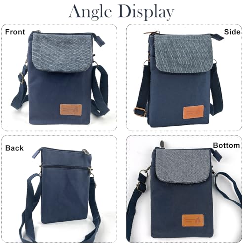 PALAY® Phone Sling Bag Canvas Mini Phone Bag Multi Layer Phone Pouch Fashion Mini Sling Bag Phone Pouch Shoulder Bag Crossbody Phone Bag with Detachable Shoulder Strap - Image 4