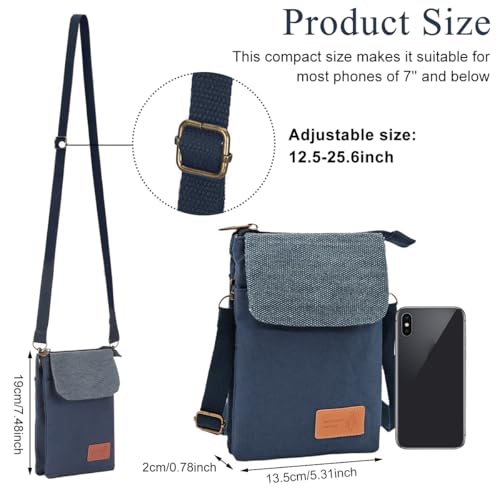PALAY® Phone Sling Bag Canvas Mini Phone Bag Multi Layer Phone Pouch Fashion Mini Sling Bag Phone Pouch Shoulder Bag Crossbody Phone Bag with Detachable Shoulder Strap - Image 2