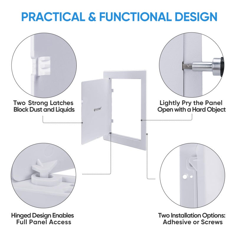 TICONN Access Panel for Drywall, 6 x 9 Inch ABS Plastic Wall Hole Cover Access Doors, Easy Install Drywall Access Panel, Ceiling, Wiring and Cables - Image 3