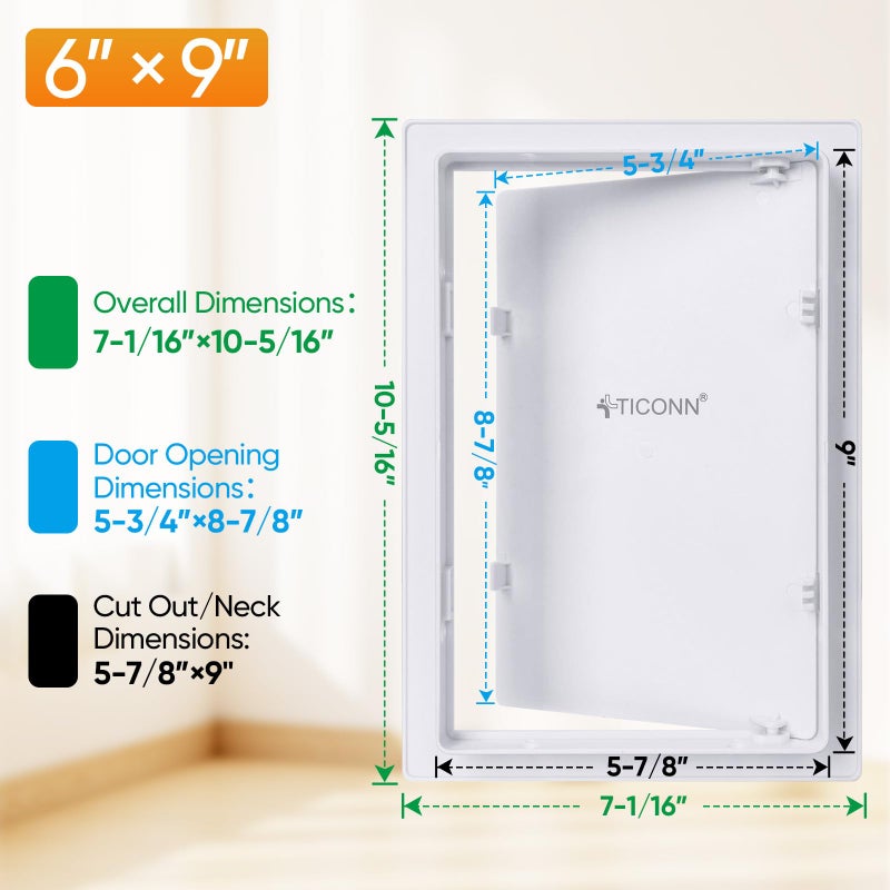 TICONN Access Panel for Drywall, 6 x 9 Inch ABS Plastic Wall Hole Cover Access Doors, Easy Install Drywall Access Panel, Ceiling, Wiring and Cables - Image 2