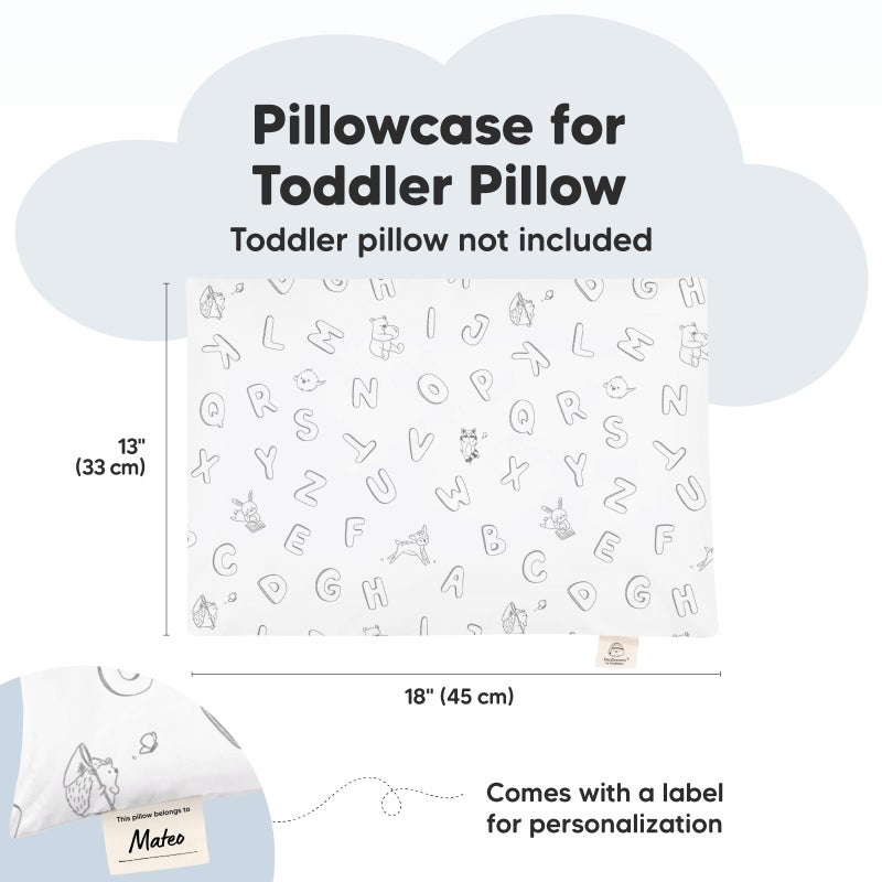 KeaBabies Toddler Pillowcase 13"x18" - Organic Cotton Toddler Pillowcase for Kids, Boys, Girls, Soft & Durable Cotton Cover for Miniature Sleepy Pillows, Cute Colors, Pillow Sold Separately (ABC Land) - Image 2