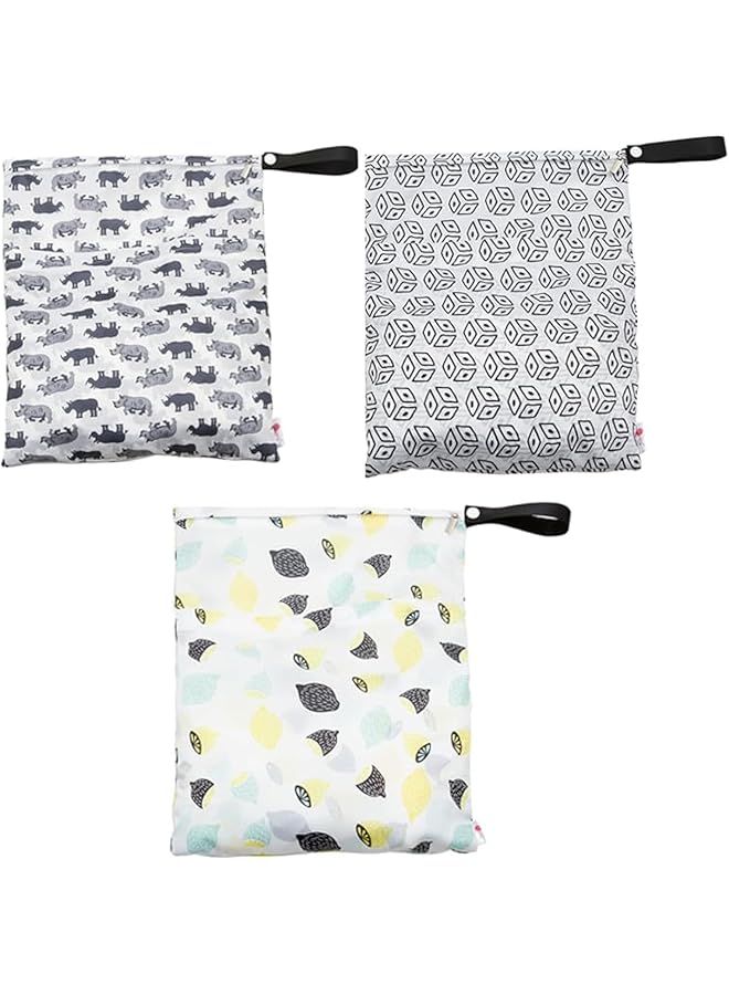 Excefore Waterproof Wet Bag Baby Diaper Wet Dry Bag 3Pcs Reusable Waterproof Wet Bag With Two Pockets For Breast Pump Parts Wet Bag For Swimsuit Waterproof Bags For Swimming - Image 1