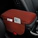 ongfuwu Car Center Console Cover 12787 Waterproof Leather Auto Armrest Cover Protector with 2 Pocket Comfortable Arm Rest Box Cushion Pad Universal Interior Car Accessories Wine Red - Image 2