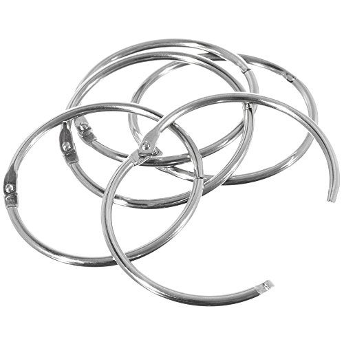 Craft County Book Ring Nickel Plated Metal Loose Leaf Rings Binder Hinge Snap Ring Key Ring, 2-Inch Diameter, 10 Pieces, Silver - Image 1