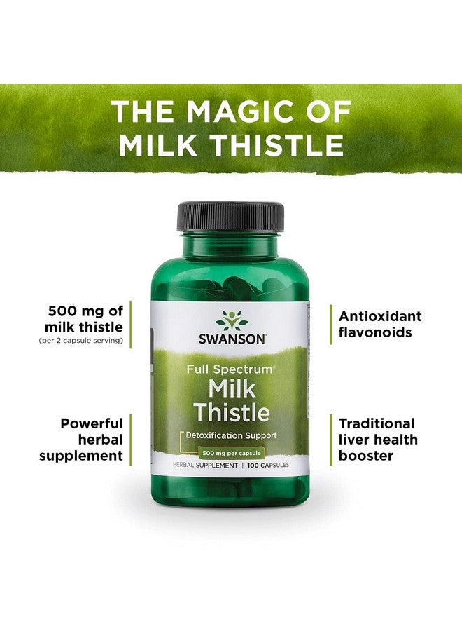 Swanson Milk Thistle-Herbal Liver Support Supplement-Natural Formula Helping to Maintain Overall Health & Wellbeing-(100 Capsules, 500mg Each) - Image 5