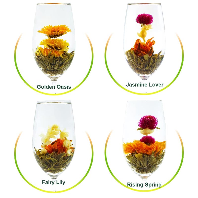 TEARELAE Blooming Tea Flowers - 12pcs Individually Sealed Flowering Balls - Hand-Tied Natural Green Tea Leaves & Edible Flowers - Gifts For Lovers - Image 4