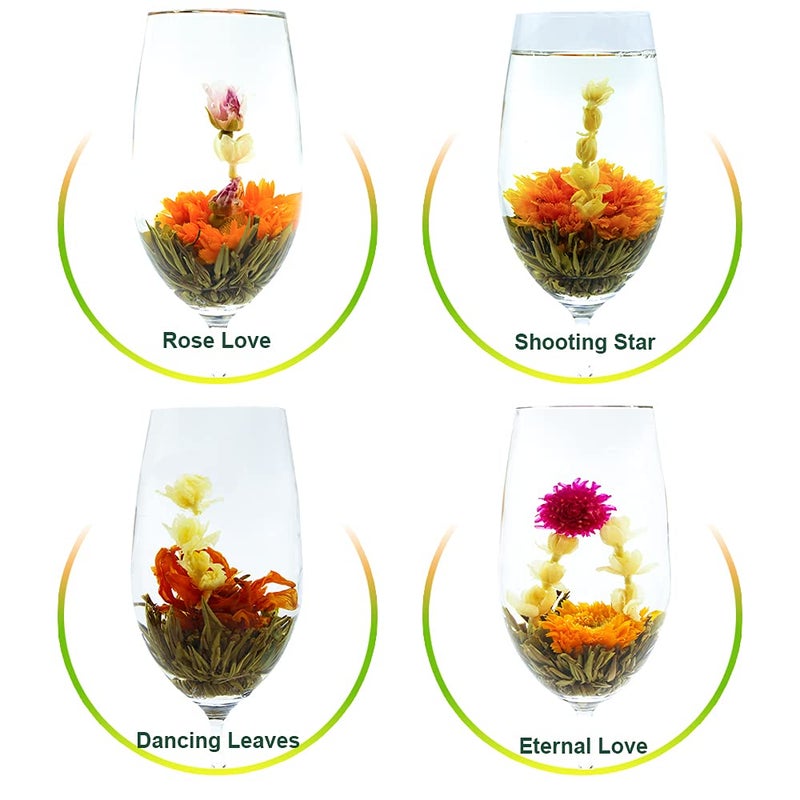 TEARELAE Blooming Tea Flowers - 12pcs Individually Sealed Flowering Balls - Hand-Tied Natural Green Tea Leaves & Edible Flowers - Gifts For Lovers - Image 5