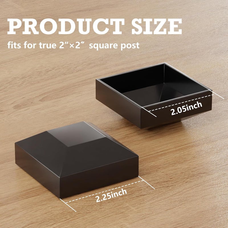 HILLMASTER 2X2 Post Caps for Wood Fence Post,Water-Proof UV-Proof Durable PP Plastic Decking Post Top Cap Cover for Metal Fence,Mailbox,Metal Wood Plastic Vinyl Iron Deck Railing, 6 Pcs, Black - Image 5