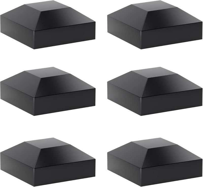 HILLMASTER 2X2 Post Caps for Wood Fence Post,Water-Proof UV-Proof Durable PP Plastic Decking Post Top Cap Cover for Metal Fence,Mailbox,Metal Wood Plastic Vinyl Iron Deck Railing, 6 Pcs, Black - Image 1