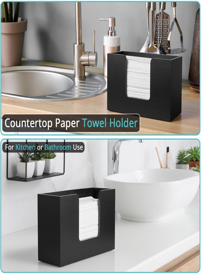 Bivvclaz Paper Towel Dispenser Countertop, Wooden Bathroom Paper Towel Holder for Home, Black Napkin Holder, Countertop Multifold C-Fold, Z-Fold, Trifold Paper Hand Towel Dispenser for Bathroom Toilet Kitchen - Image 4