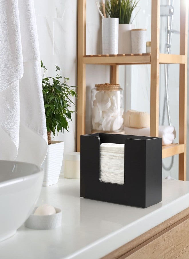 Bivvclaz Paper Towel Dispenser Countertop, Wooden Bathroom Paper Towel Holder for Home, Black Napkin Holder, Countertop Multifold C-Fold, Z-Fold, Trifold Paper Hand Towel Dispenser for Bathroom Toilet Kitchen - Image 5
