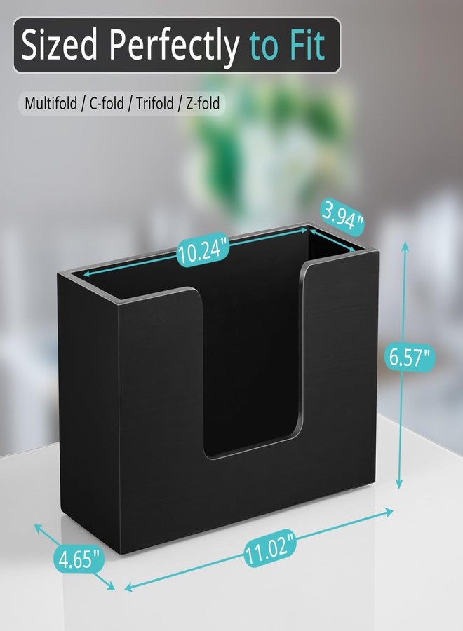 Bivvclaz Paper Towel Dispenser Countertop, Wooden Bathroom Paper Towel Holder for Home, Black Napkin Holder, Countertop Multifold C-Fold, Z-Fold, Trifold Paper Hand Towel Dispenser for Bathroom Toilet Kitchen - Image 2