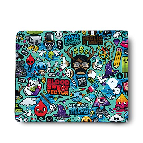 ShopMantra Wallet for Boys | Street Art Graffiti Print | Funky Pattern | Unique Bifold Faux Leather Purse for Men Wallet - Image 2