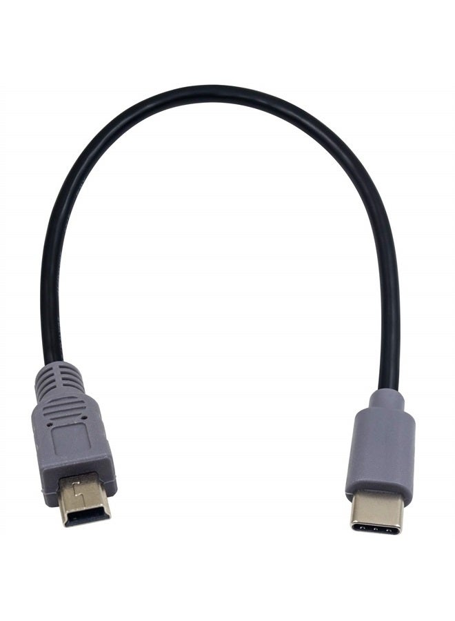 Duttek Mini USB to USB C OTG Cable, USB C Male to Mini USB 5-Pin Male On-The-go Data Convertor Adapter OTG Cable for MacBook, iMac Pro, Chromebook Pixel(Grey & Black) (10 inch/25 cm) - Image 1